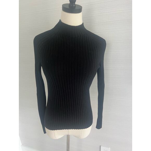 Zara Black Ribbed Sweater. Size Large - Picture 1 of 3